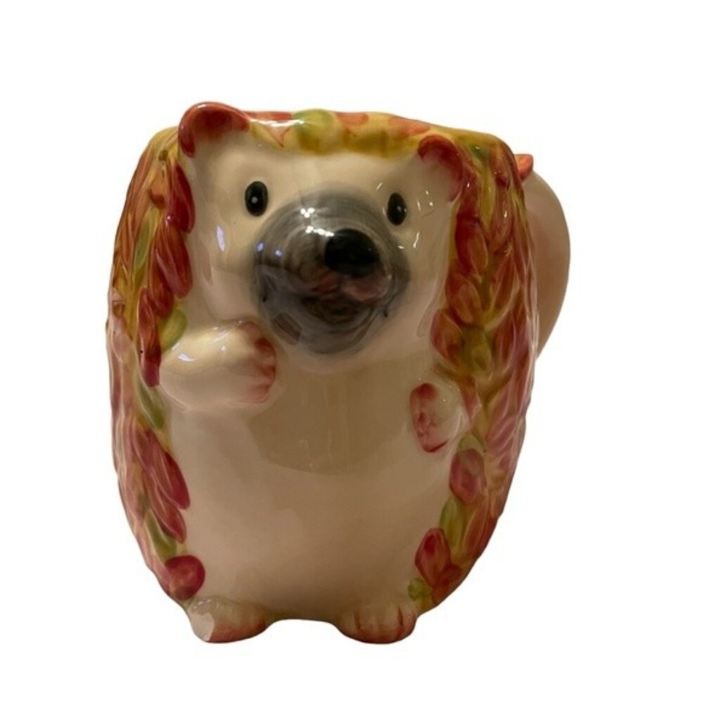 Pier 1 hedgehog handpainted dolomite mug nature animal cute morning tea coffee